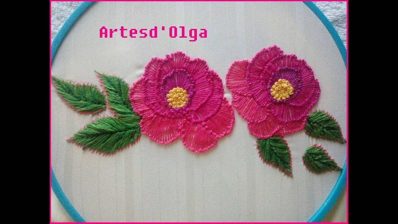 Pistil stitch rose embroidery|Rosas en puntada pistilo|Hand embroidery