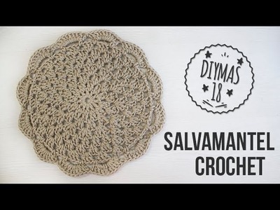 Salvamantel individual de crochet con lino natural