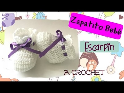 Zapatito bebé 0-3 meses CROCHET. Shoes baby 0-3  months Crochet