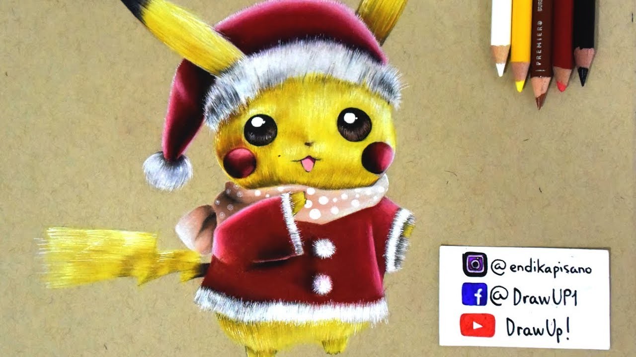 Cómo dibujar a Pikachu Gorro de Navidad | Dibujos Pokémon | FELIZ NAVIDAD | DrawUp!