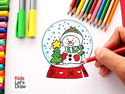 Cómo Dibujar un Globo o Bola de Cristal de Navidad | How to Draw a Christmas Snow Globe easy!
