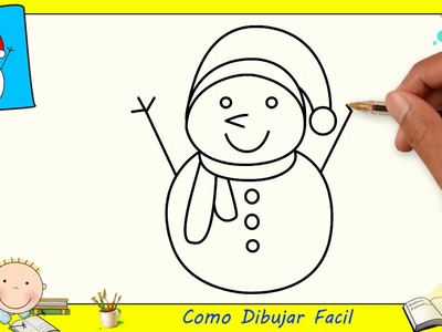 Como dibujar un muñeco de nieve FACIL paso a paso para niños y principiantes 1