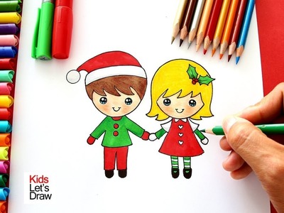 Cómo Dibujar Un NIÑO y Una NIÑA en NAVIDAD | How to Draw a Cute Boy and Girl in Christmas