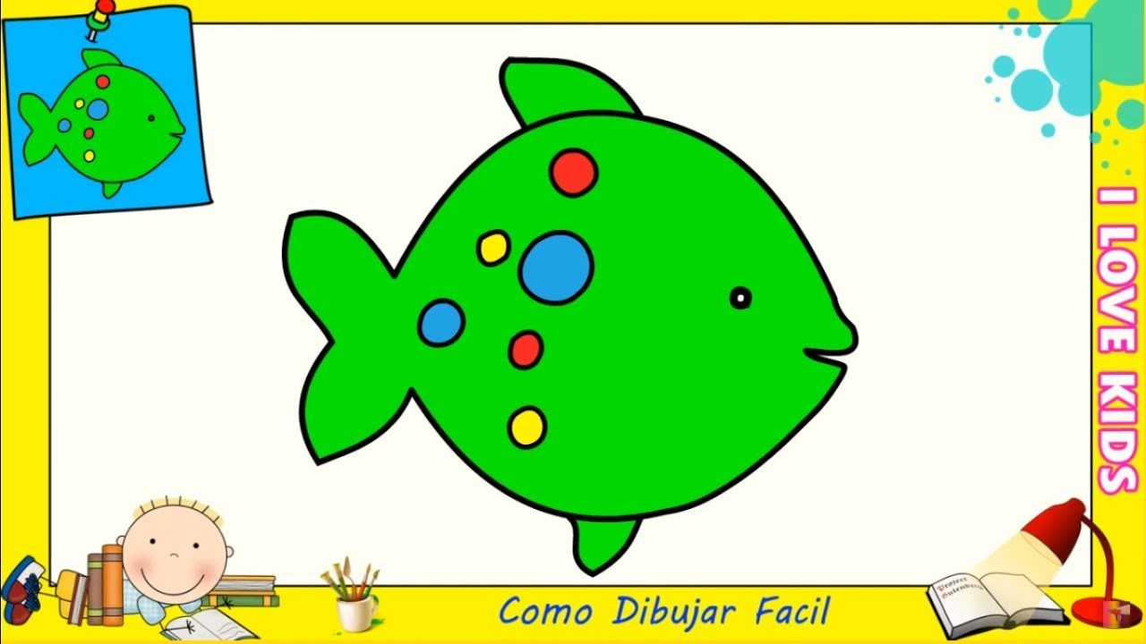 Como dibujar un pez FACIL paso a paso para niños y principiantes 2