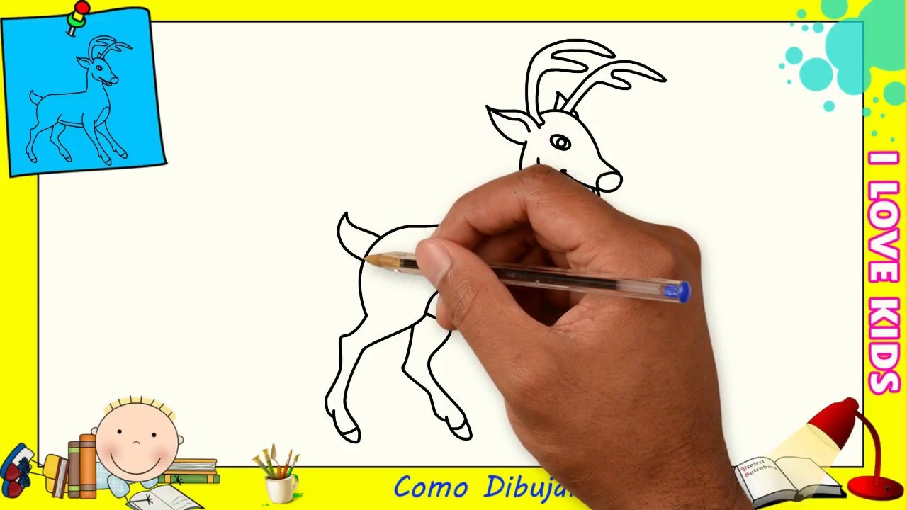 Como dibujar un reno de navidad FACIL paso a paso para niños y principiantes 3