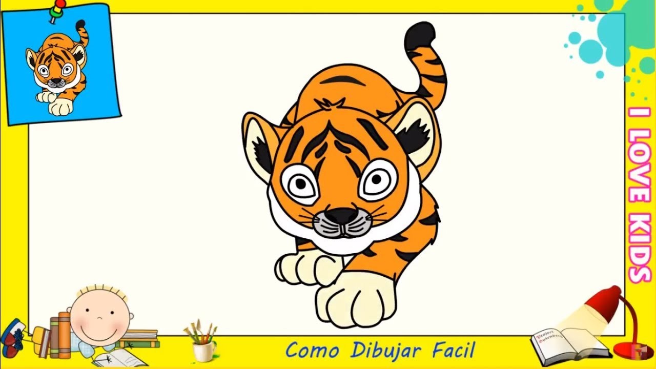 Como dibujar un tigre FACIL paso a paso para niños y principiantes 1