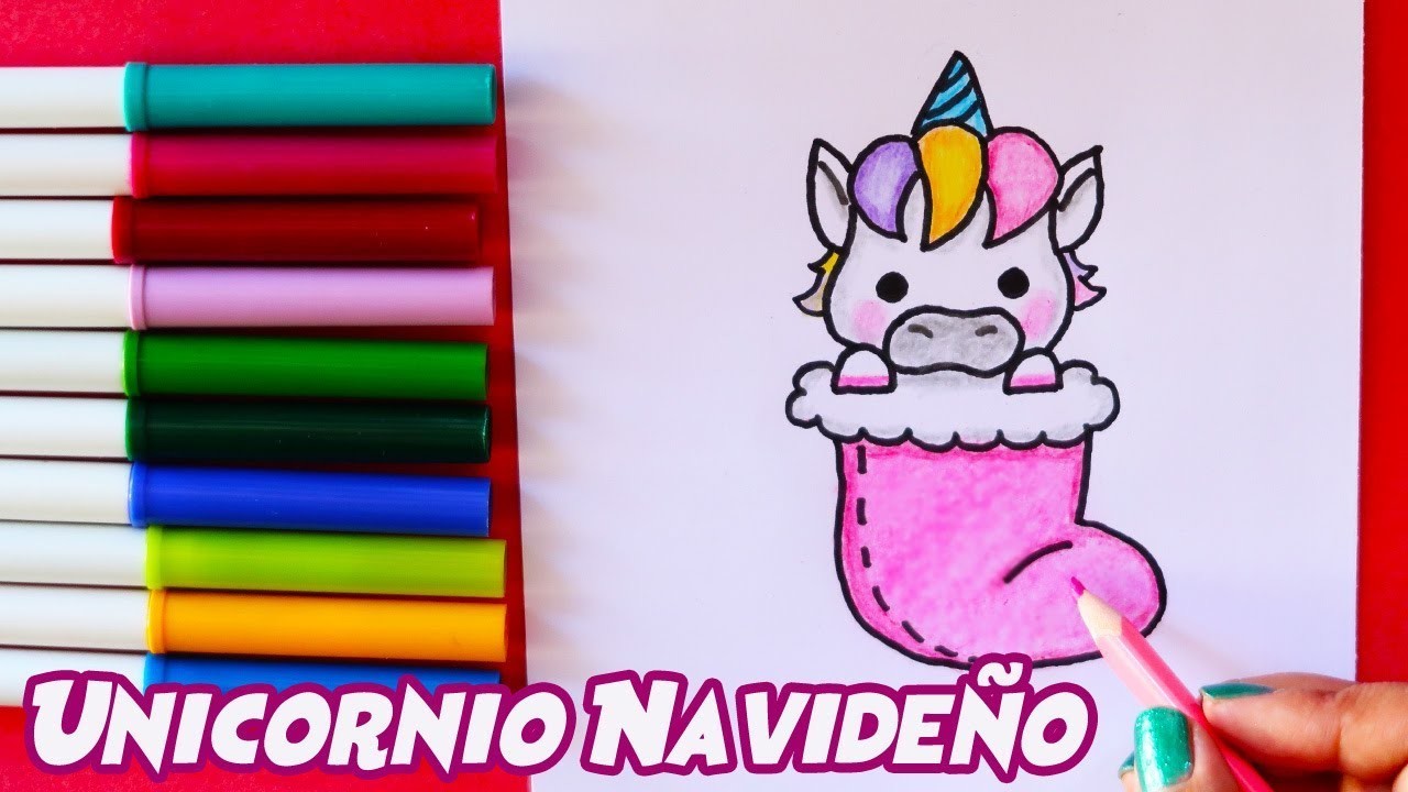 Cómo dibujar un Unicornio Navideño PASO A PASO - How to Draw a Christmas Unicorn