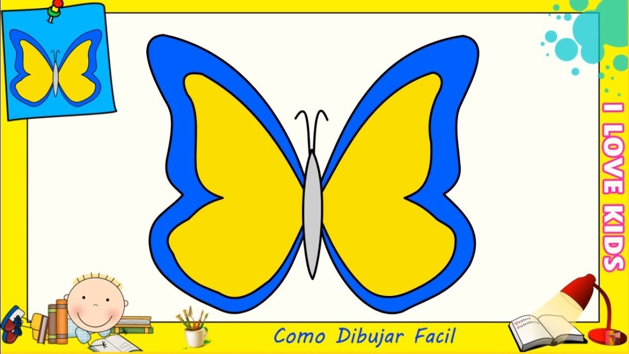 Como dibujar una mariposa FACIL paso a paso para niños y principiantes 2