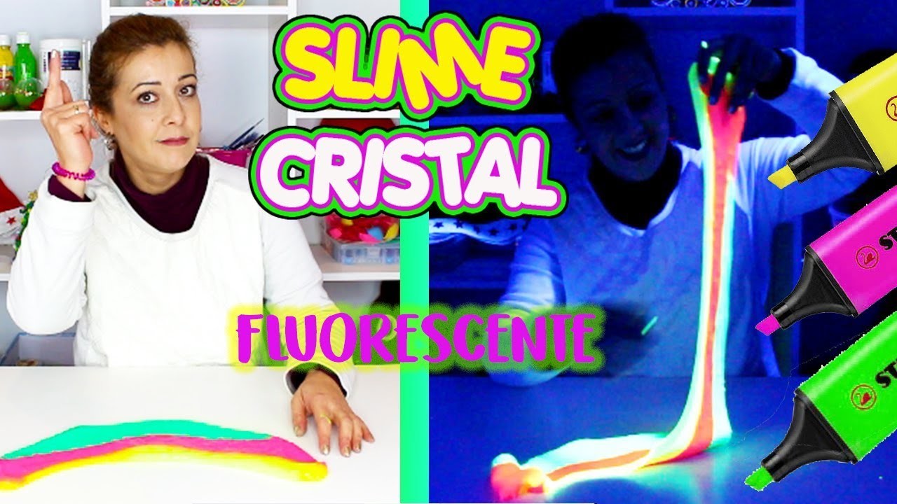Como hacer slime cristal | DIY Crystal slime transparente y fluorescente