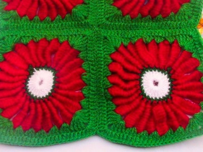 Cuadrado pequeño a crochet de flores para colchas, cubrecamas y cojines.