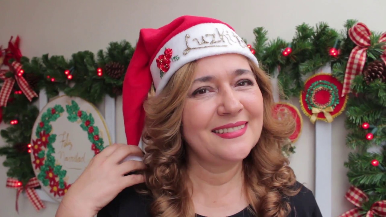 Gorro de Navidad  *paso a paso*  DIY Easy by con Luzkita.Embroidered Chirstmas hat