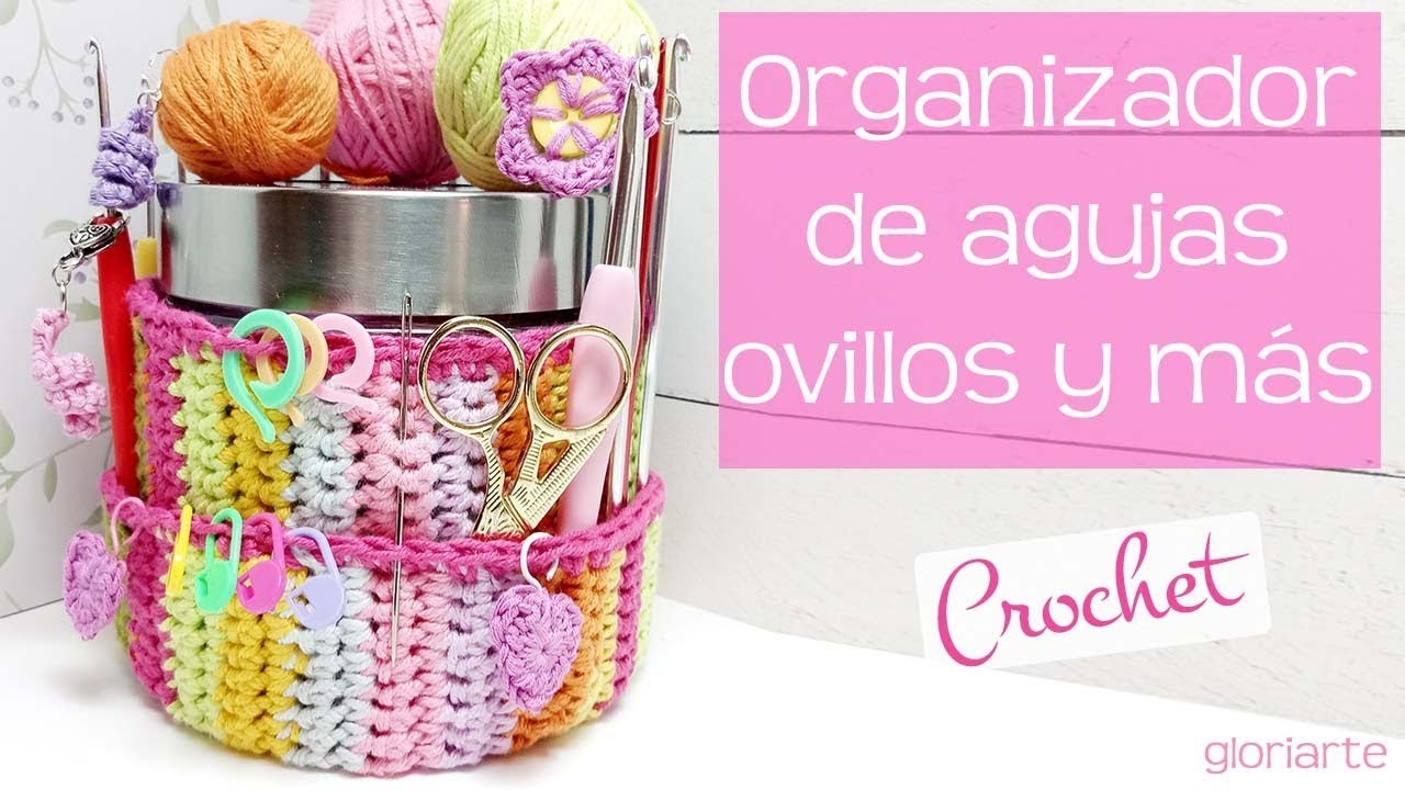 Organizador de ganchillo para agujas, ovillos y más. Crochet organizer for hooks, markers. .