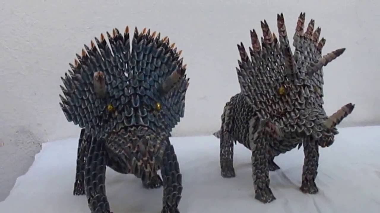 Styracosaurus y Protoceratops - Origami 3D