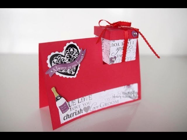Tarjeta con cajita ideal para este día del amor y de la amistad.san valentin.14 de febrero