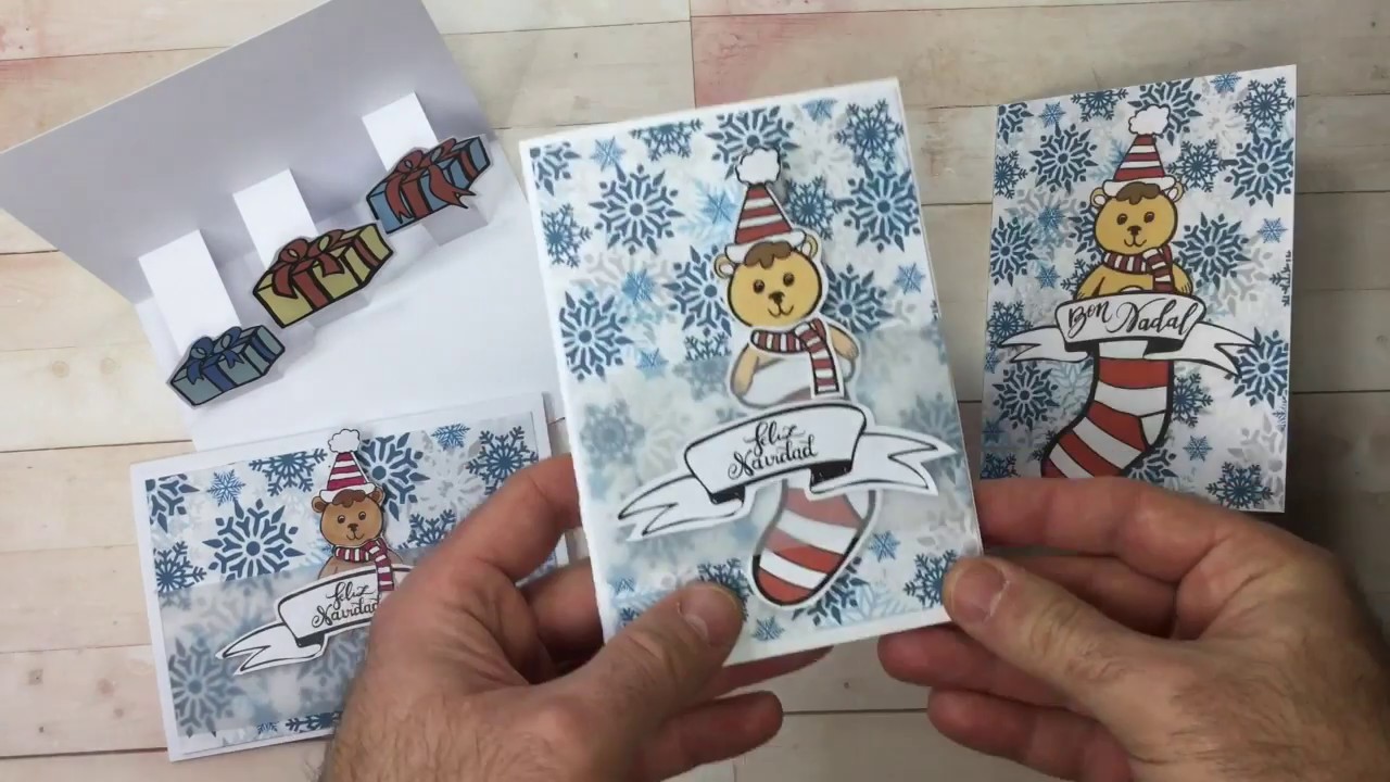 Tarjeta de Navidad 3D pop-up con diseño descargable de ositos