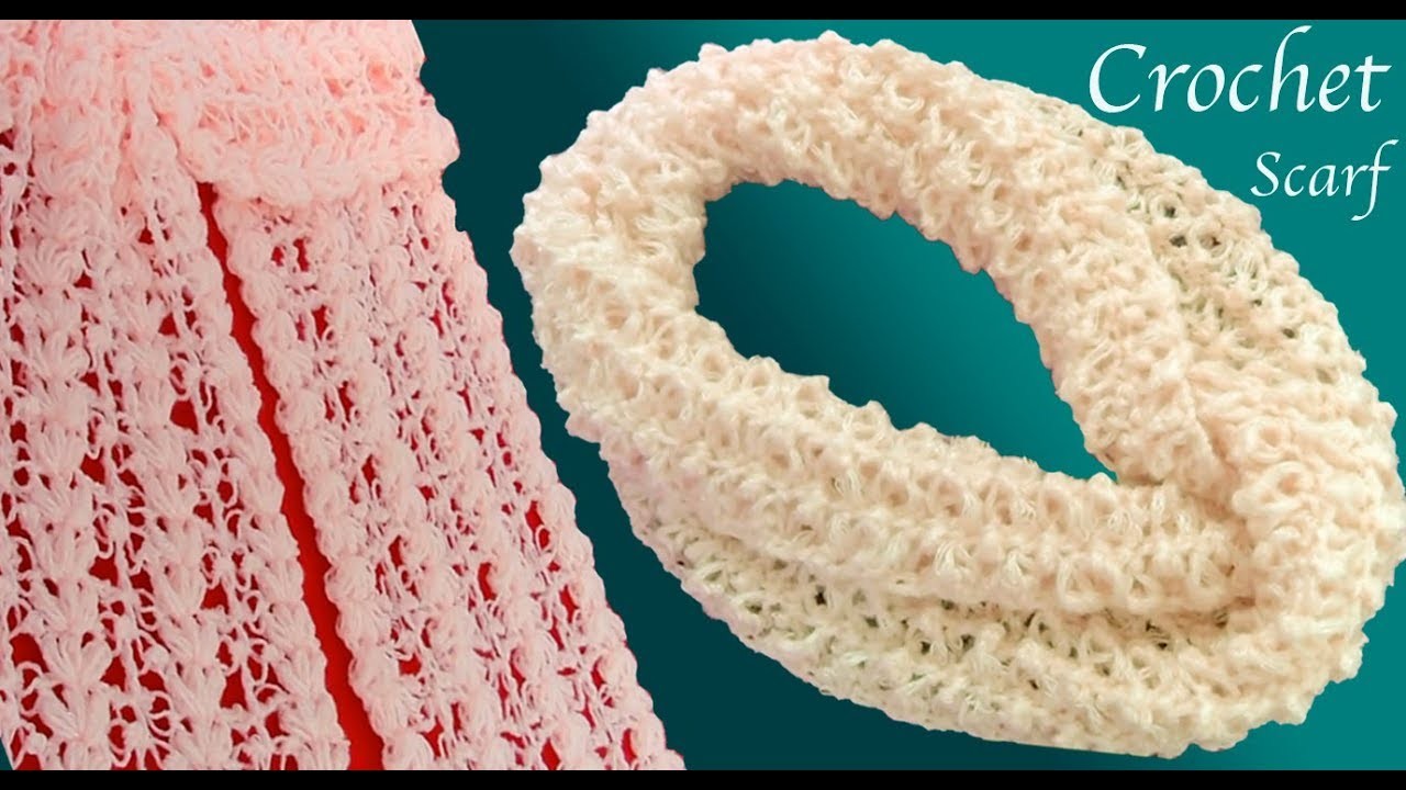 Bufandas a Crochet infinita circular y Chalina tejida en Punto 3D con Gancho tejido tallermanualperu