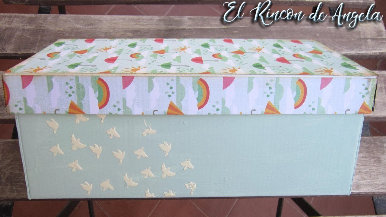 Caja de zapatos reciclada con pintura chalk y papel de scrap -Diy manualidades