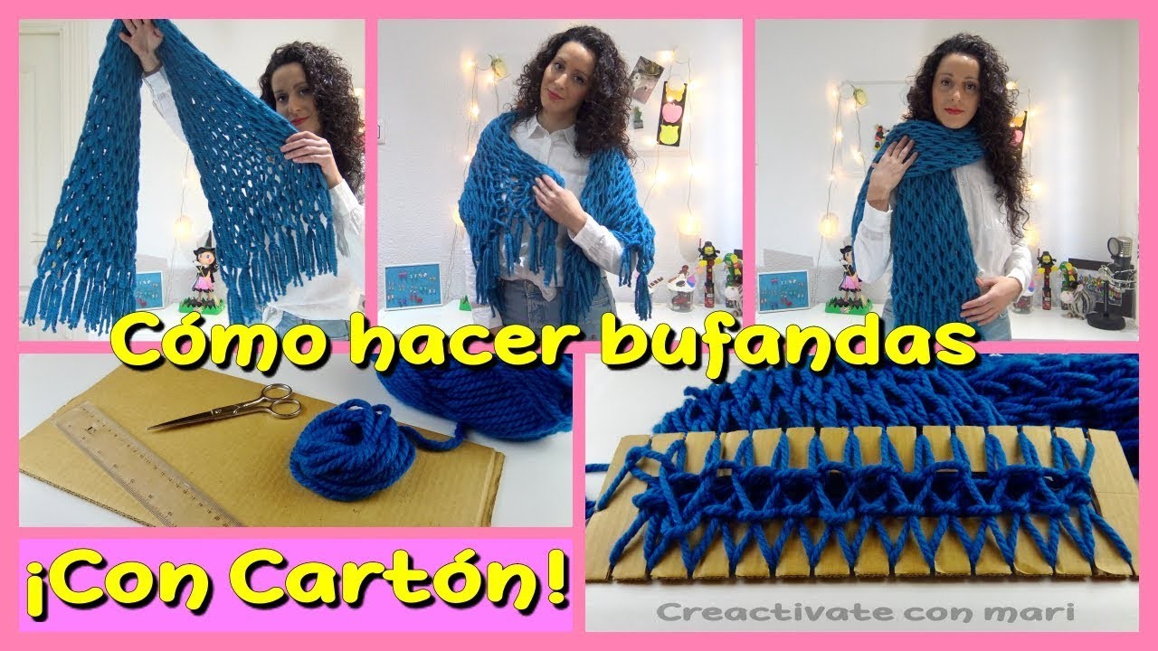 Cómo hacer bufandas de flecos CON CARTÓN!!