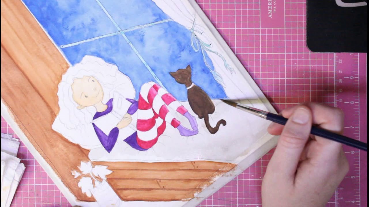 ILUSTACIÓN ACUARELA: LA NIÑA DE LA VENTANA