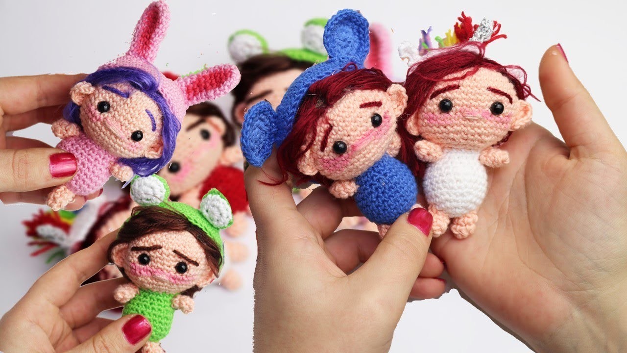 Amigurumi llavero muñecas pequeñas chibi, patrón paso a paso