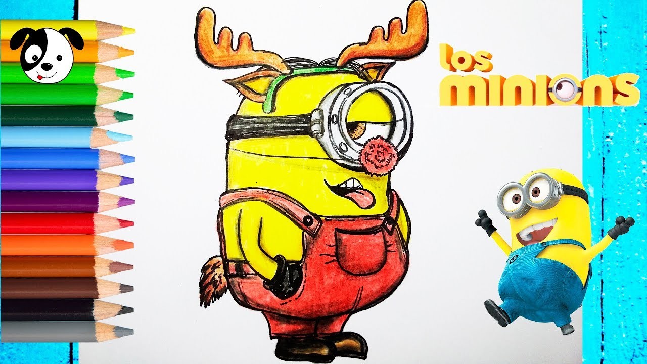 CÓMO DIBUJAR MINION DE NAVIDAD-Dibujos para niños-How to draw Minion christmas-Art color kids