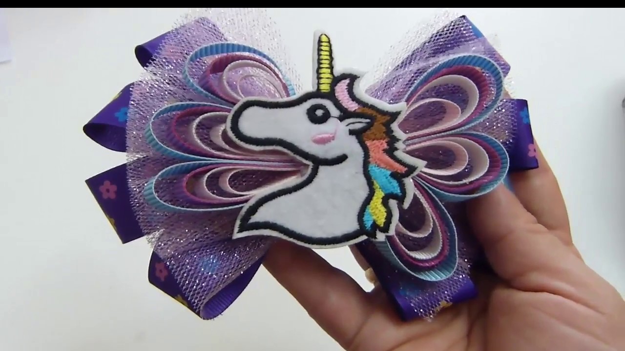 Como Hacer Moño listón delgado y decoracion unicornio ,How to make bows, Tie unicorn decoration
