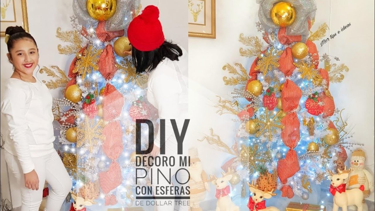 DIY Decore mi Pino con esferas de Dollar Tree sin gastar ( Segunda parte Decora tu sala)