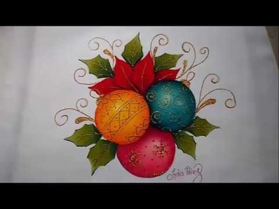 Pintura en tela navidad esferas navideñas, painting tutorial, how to paint christmas balls