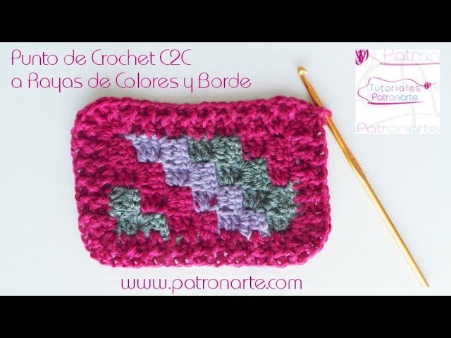 Punto C2C de Crochet a Rayas - Manta C2C Crochet