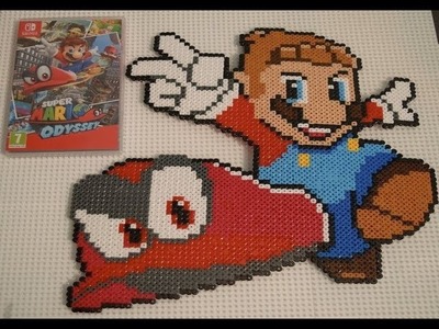 Super Mario + Cappy con Hama.Perler beads ♥ [Super Mario Odyssey] ♥