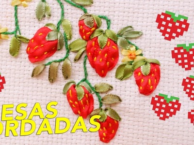 Bordado a mano  *FRESAS* colección frutas. strawberrys embroidered handmade