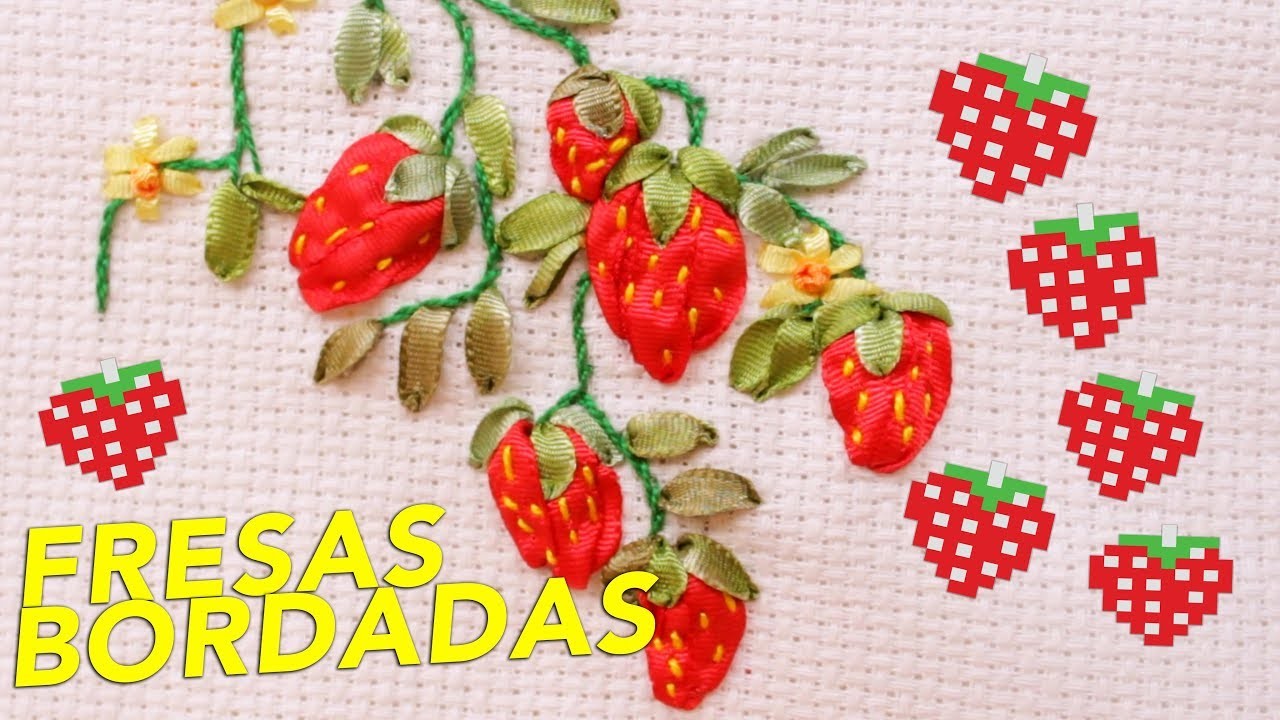 Bordado a mano  *FRESAS* colección frutas. strawberrys embroidered handmade