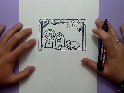 Como dibujar un portal de belen paso a paso | How to draw a belen portal