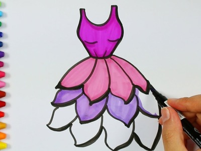 Cómo dibujar vestido púrpura????| Página para colorear | Libros para colorear | Cómo dibujar y colorear