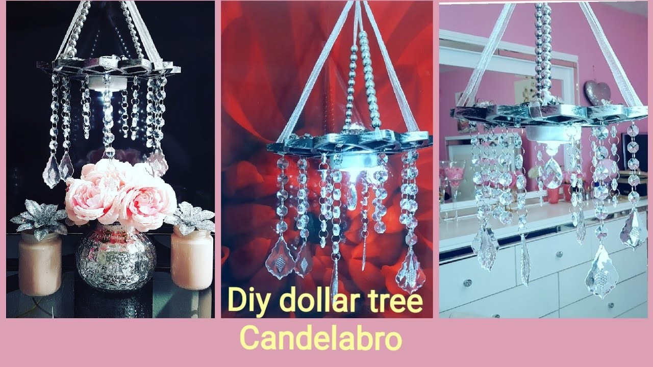 DIY????????dollar tree????????Como hacer un candelabro de cristal super elegante????