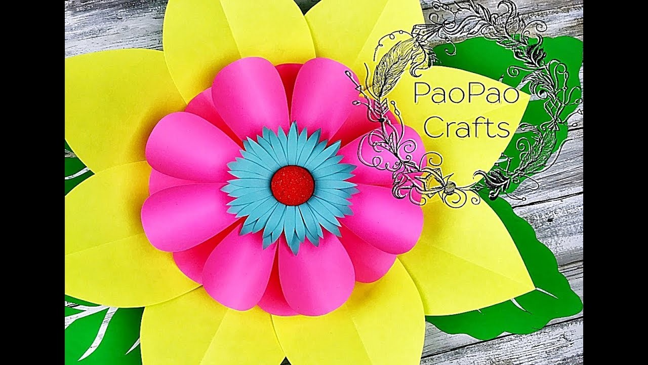 FLOR GIGANTE DE PAPEL | CÓMO HACER FLORES DE PAPEL | MOLDES GRATIS | HOW TO MAKE PAPER FLOWER
