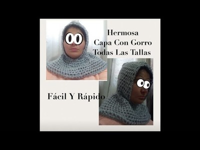 Gorro con capita tejido a crochet, TODAS las tallas, muy fácil y rápido