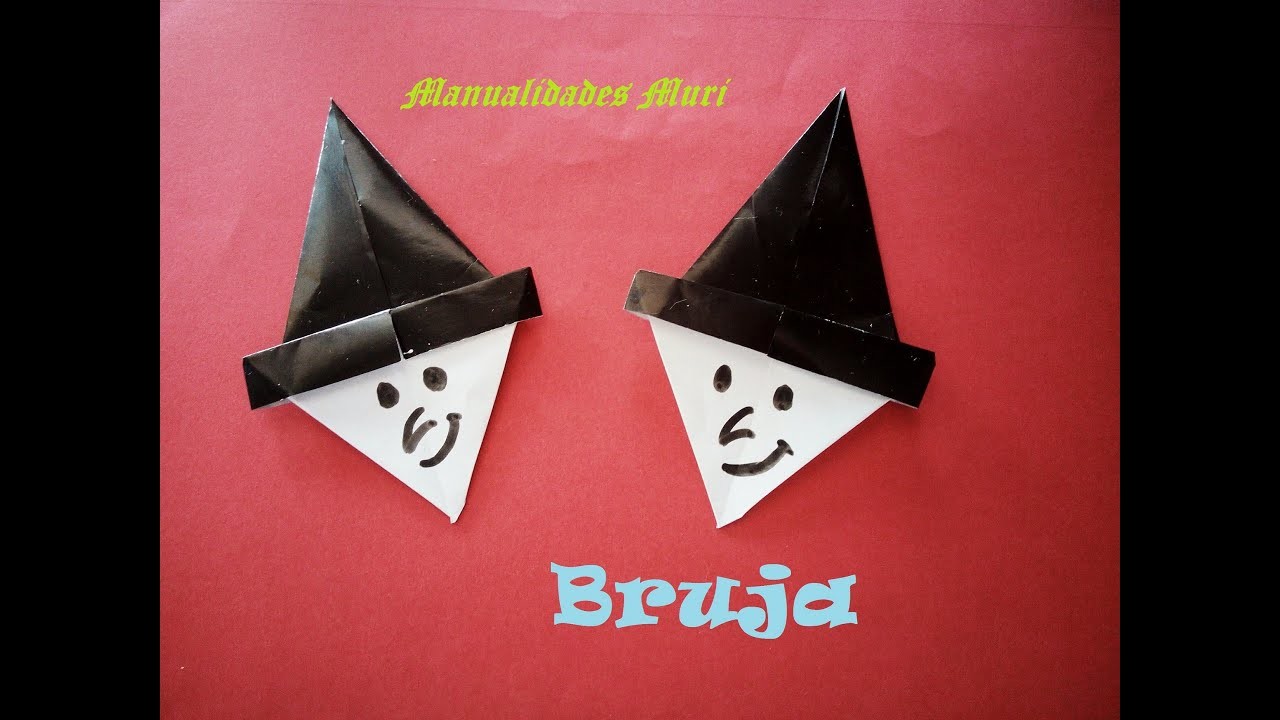 Origami - Papiroflexia. Cabeza de bruja, para decorar en Halloween
