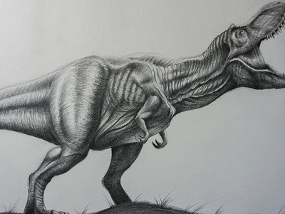 Cómo Dibujar un T Rex Realista a Lápiz Paso a Paso - Dinosaurio Jurassic World 2