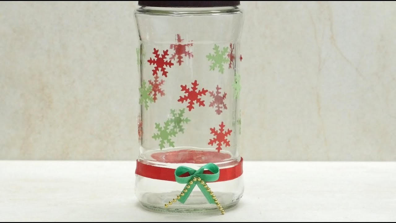 Como Hacer Decoracion Navideña en Envase de Vidrio- HomeArtTv por Juan Gonzalo Angel