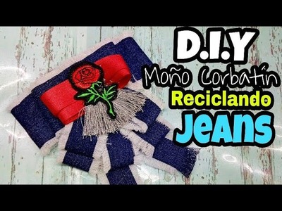 Como hacer un moño corbatín reciclando Jeans. bow brooch. moño victoriano