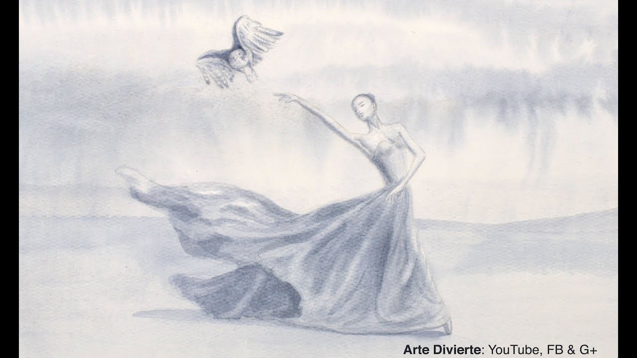 Cómo pintar una acuarela de una bailarina con un halcón - Narrado