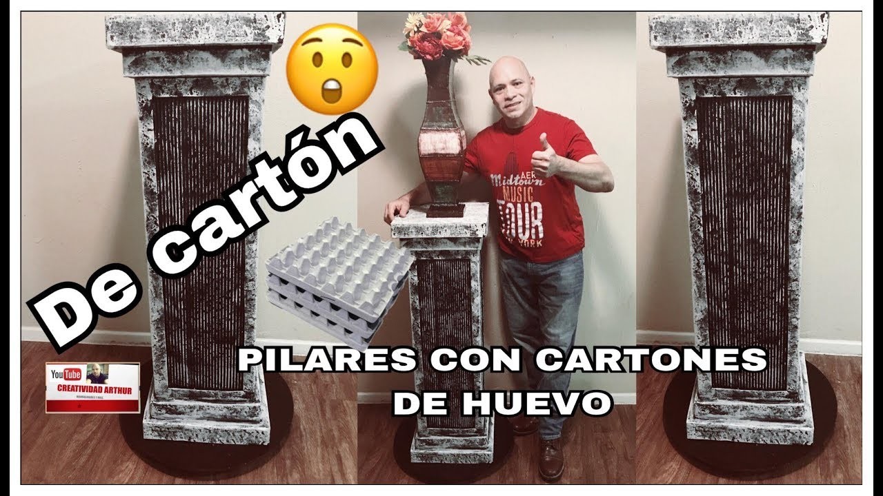 PILAR O PEDESTAL  DE CARTON CON CARTONES DE HUEVO # 1