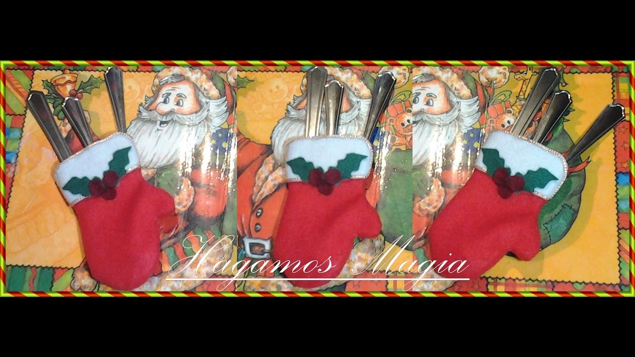 Porta Cubiertos Guante Navideño( Christmas Glove Holder )