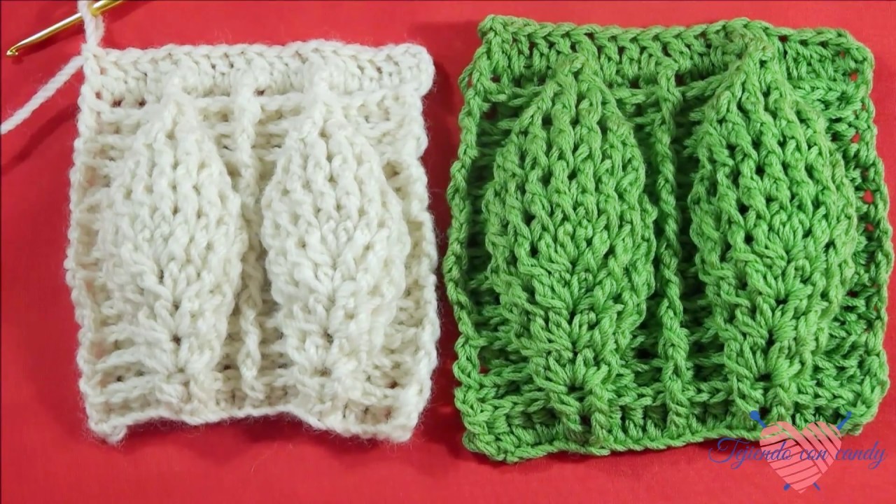 Punto hojas de relive hojas intercaladas en crochet
