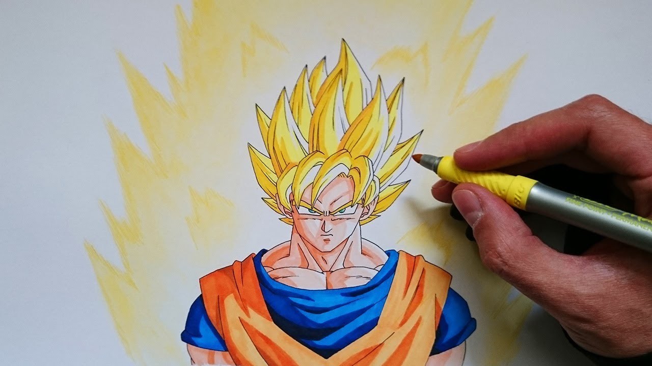 Cómo dibujar a Goku SSJ paso a paso - Comparación dibujo 2016