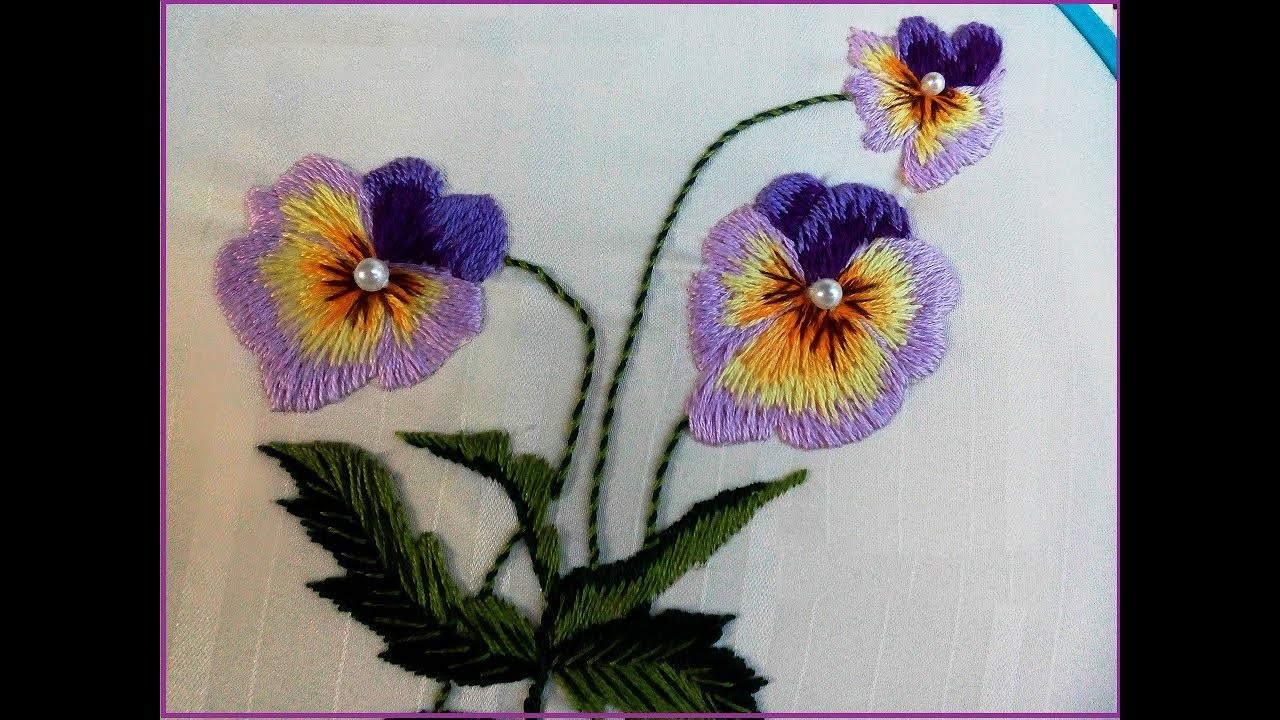 Pansy flower embroidery | Flores de pensamiento | Hand embroidery