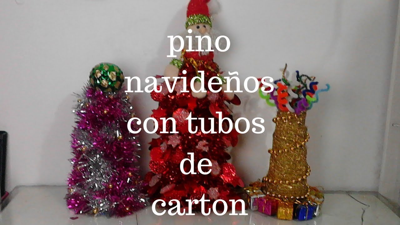 Pino navideños con tubos de carton