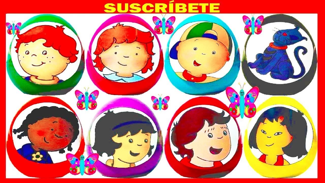8 huevo sorpresa de Caillou y sus amigos juguetes toys surprise eggs aprender los colores español