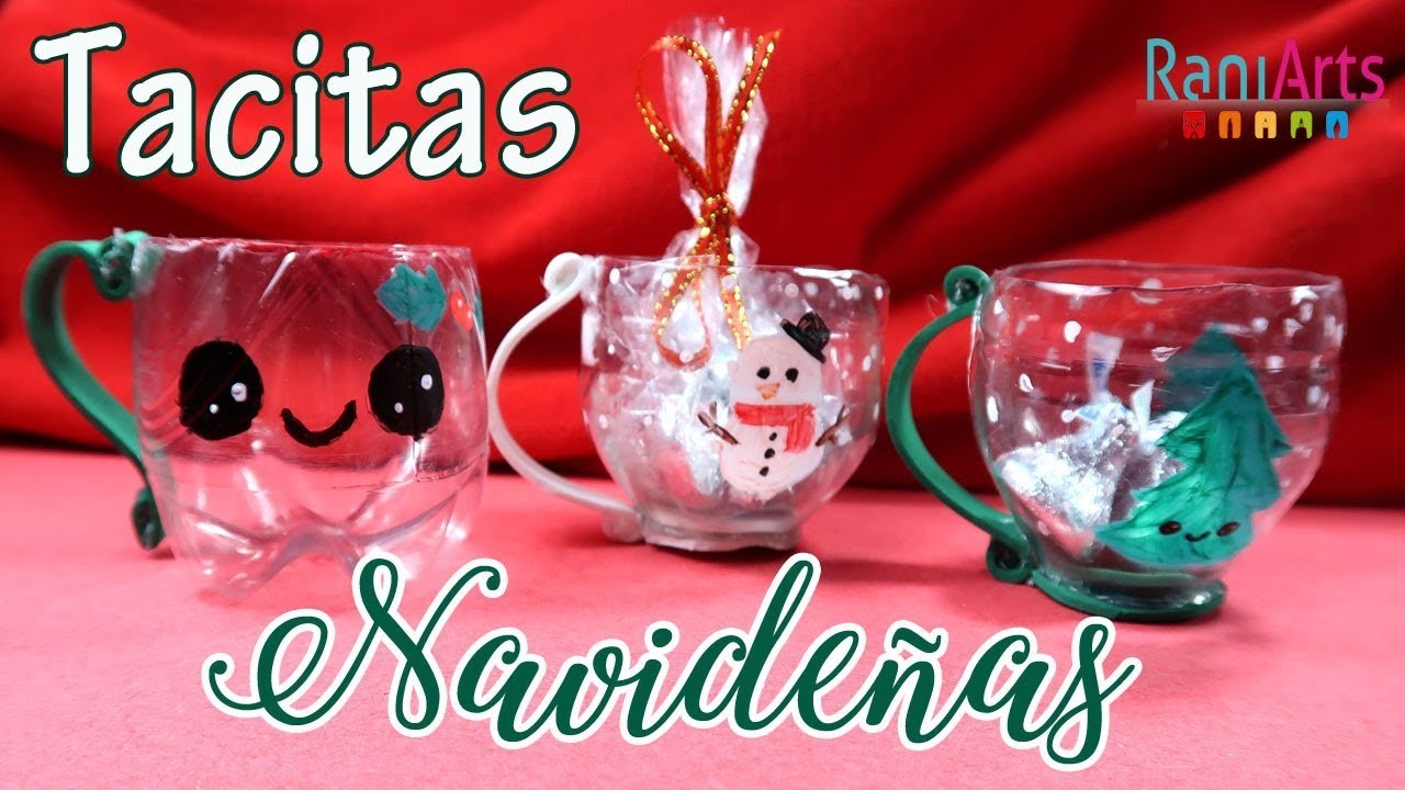 Tazas Navideñas decorativas - DIY - Material Reciclado - FACIL!!!